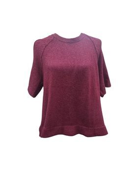 Design History Women's Short Sleeve Knit Top - Burgundy Rose T Shirt Lined